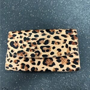 Nordstrom Hair on Hide Leopard Print Clutch, NWOT